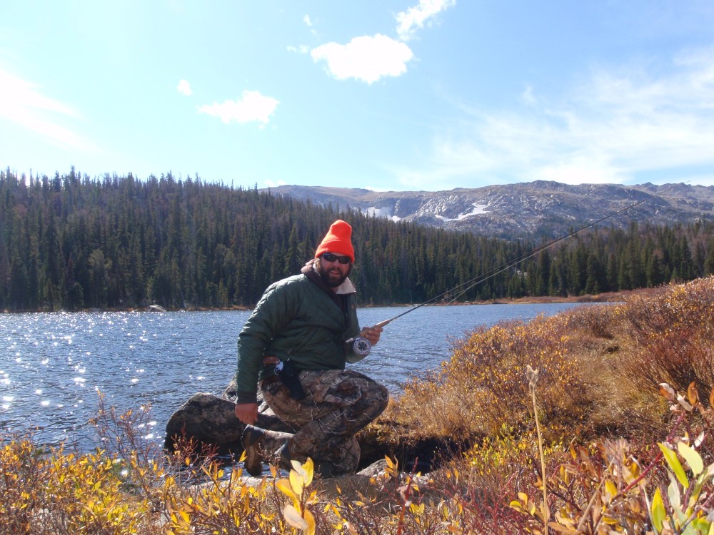 KG fishing high country lakes in Wyoming.